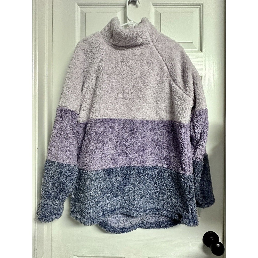 LIV Life-Integrity-Earth Ember Fleece Pullover Color Block Mock Neck Purple L